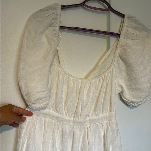 Cream Buttoned Ruffled Mini Sundress - Picture 8 of 10